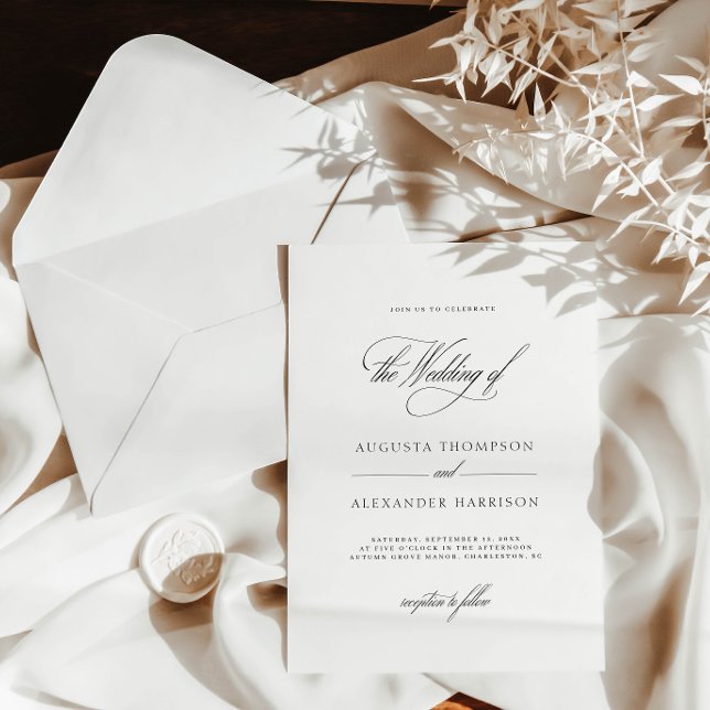 Elegant Romantic Monogram Classy Bröllop Inbjudningar (Elegant Romantic Monogram Classy Wedding Invitation)