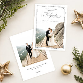 Elegant Romantic Newlywed Two Photo Christmas Julkort