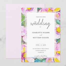 Elegant Romantic Peach Flowers Watercolor Art Inbjudningar