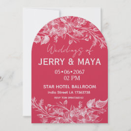 Elegant Romantic Pink Floral Wedding Invitation Inbjudningar
