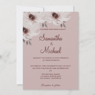 Elegant Romantic Pinkish Rosa Watercolor Blommigt Inbjudningar
