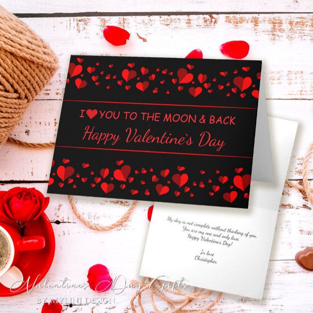 Elegant Romantic Red Hearts Valentines day Card Helgkort (Skapare uppladdad)