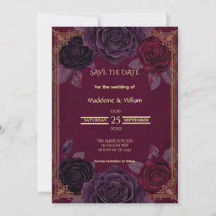 Elegant Romantic Ro Gothic Bröllop Spara Datumet