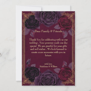 Elegant Romantic Ro Gothic Bröllop Tack Kort