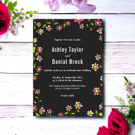 Elegant Romantic Ro Ljus Boho Blommigt Bröllop Inbjudningar