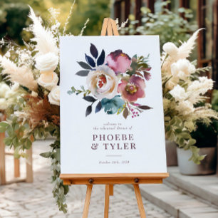 Elegant Romantic Ro Rehearsal Dinner Sign Poster