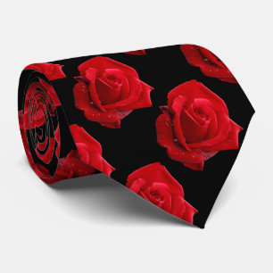 Elegant Romantic Röd ros Blommigt Slips