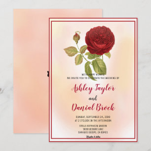 Elegant Romantic Röd ros Dusty Blommigt Bröllop Inbjudningar