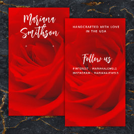 Elegant Romantic Röd ros Earring Visning Card Visitkort