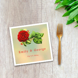 Elegant Romantic Röd ros sommarBlommigt Bröllop Pappersservett