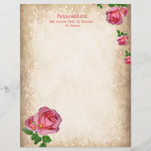 Elegant Romantic Röd ros Writer Paper
