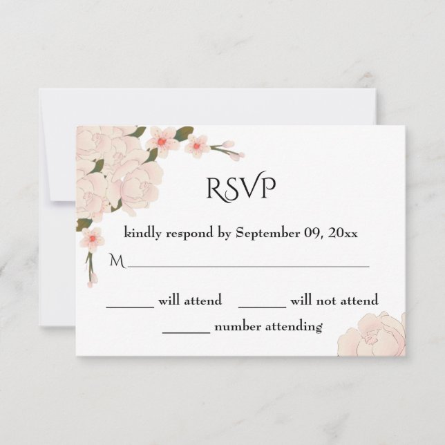 Elegant Romantic Rosa Blommigt Blommar Bröllop OSA Kort (Framsida)