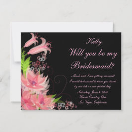 Elegant Romantic Rosa Blommigt Bridesmaid Card Inbjudningar