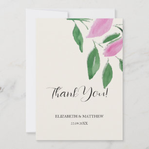 Elegant Romantic Rosa Wildblommor Watercolor Art Tack Kort