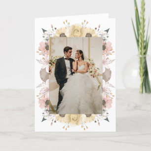 Elegant Romantic Rustic Blommigt Photo Bröllop Tack Kort