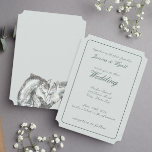 Elegant Romantic Rustic Dapple Horses Bröllop Inbjudningar