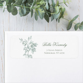 Elegant Romantic Sage Green Rose Returadress Etikett
