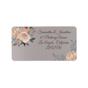 Elegant Romantic Silver Rosa Blommigt Bröllop Retu Adressetikett