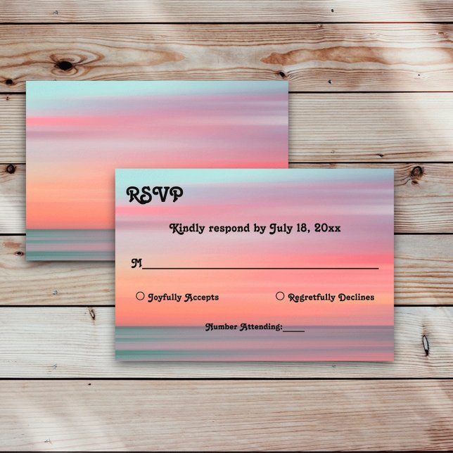 Elegant Romantic Sunset Blå himmel Beach Wedding OSA Kort (Skapare uppladdad)