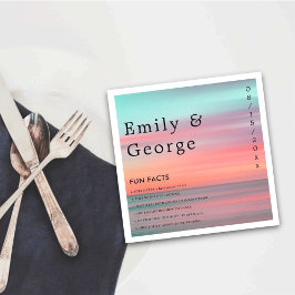 Elegant Romantic Sunset Blå himmel Beach Wedding Pappersservett