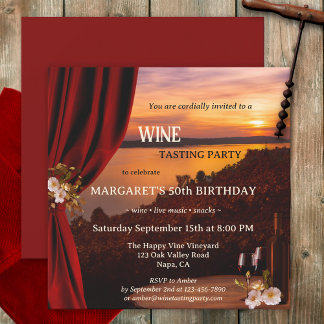 Elegant Romantic Sunset Vin Tasting Inbjudningar