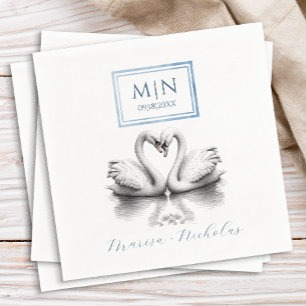 Elegant Romantic Svan Bröllop Napkins Pappersservett