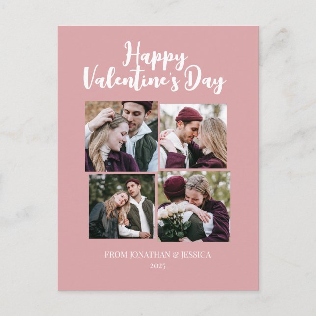 Elegant Romantic valentines day 4-foto Helg Vykort (Framsida)