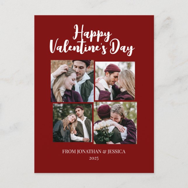 Elegant Romantic valentines day 4-foto Helg Vykort (Framsida)