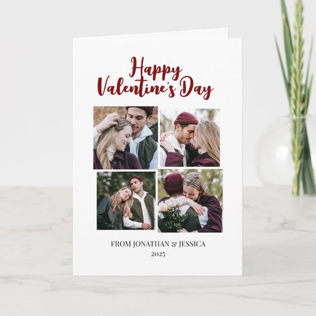 Elegant Romantic valentines day 4-foto Helgkort (Framsida)