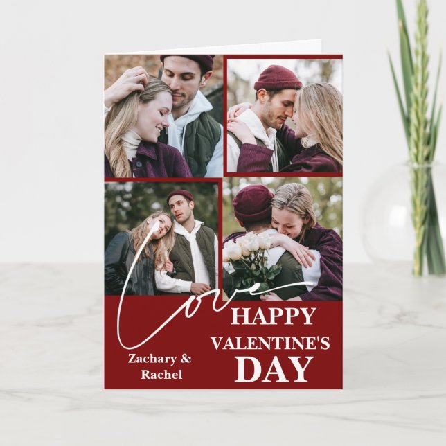 Elegant Romantic valentines day 4-foto Helgkort (Framsida)