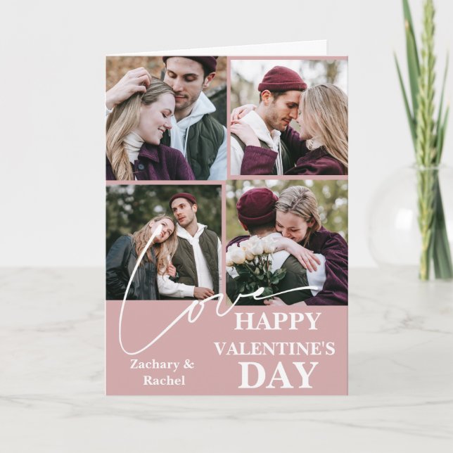 Elegant Romantic valentines day 4-foto Helgkort (Framsida)
