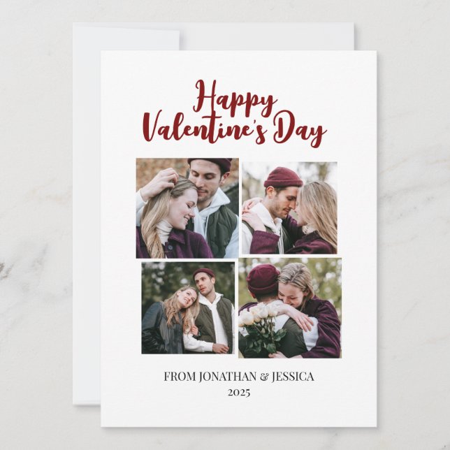Elegant Romantic valentines day 4-foto Julkort (Framsida)