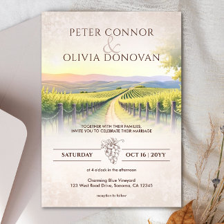 Elegant Romantic Vineyard Rustic Bröllop Inbjudningar