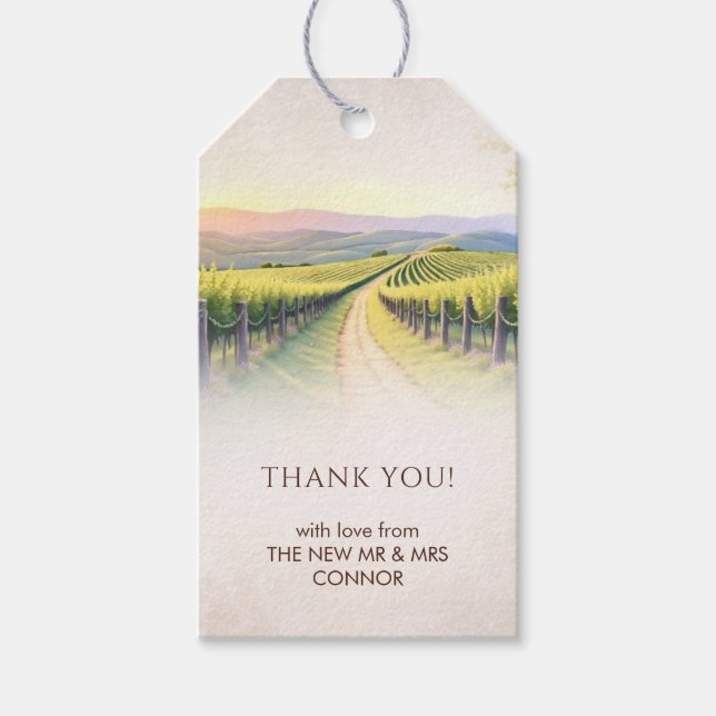 Elegant Romantic Vineyard Rustic Wedding Presentetikett (Framsidan)