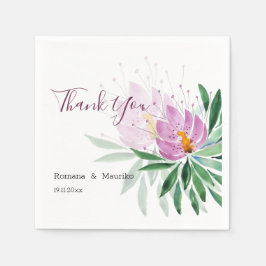 Elegant Romantic Violet Lotus Watercolor Art Pappersservett