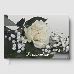 Elegant & Romantic Vit ros personalize Gästböcker