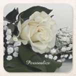 Elegant & Romantic Vit ros personalize Underlägg Papper Kvadrat<br><div class="desc">Höj bord-inställningen med dessa personlig vit ros pappra underlägg, och blanda tidlös elegans med romantisk charm. Med ett känsligt vit ros tillför denna vackert designade bord-accent sofistikering till bröllop, årsdagar, möhippor och specialtillfällen. Anpassa med namn, data eller ett uppriktigt meddelande om du vill skapa unika detaljer och snyggt för din...</div>