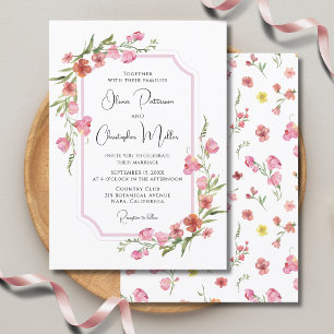 Elegant Romantic Watercolor Blommigt Bröllop Inbjudningar