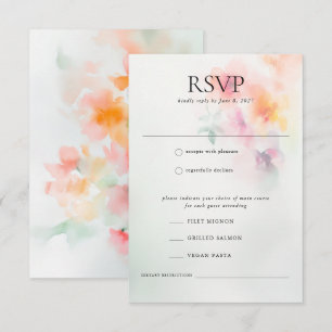 Elegant Romantic Watercolor Blommigt Bröllop Reply OSA Kort