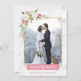 Elegant Romantic Watercolor Blommigt Bröllop Spara Datumet