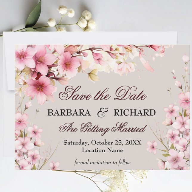 Elegant Romantic Watercolor  Floral Wedding Spara Datumet (Skapare uppladdad)