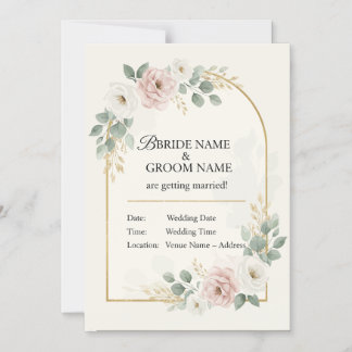 Elegant Romantic Wedding Invitation Minimal Mode Magnetisk Inbjudningskort