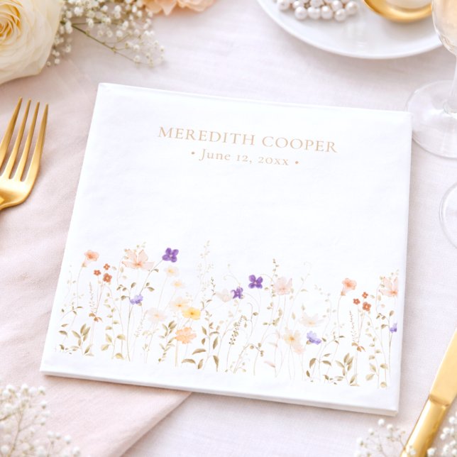 Elegant Romantic Wildflower Bridal Shower Pappersservett (Skapare uppladdad)