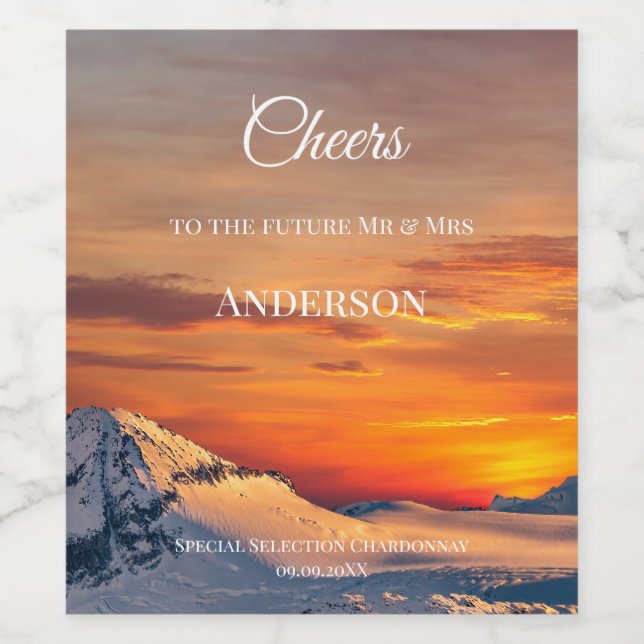 Elegant Romantic Winter Wonderland Vin-etikett Vinflaska Etikett (Singel etikett)