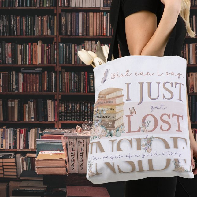 Elegant Romantik bokish Bok Klubb Reading Tote Bag Tygkasse (Elegant romance bookish theme lost in the pages of a good story tote bag for book clubs or authors)