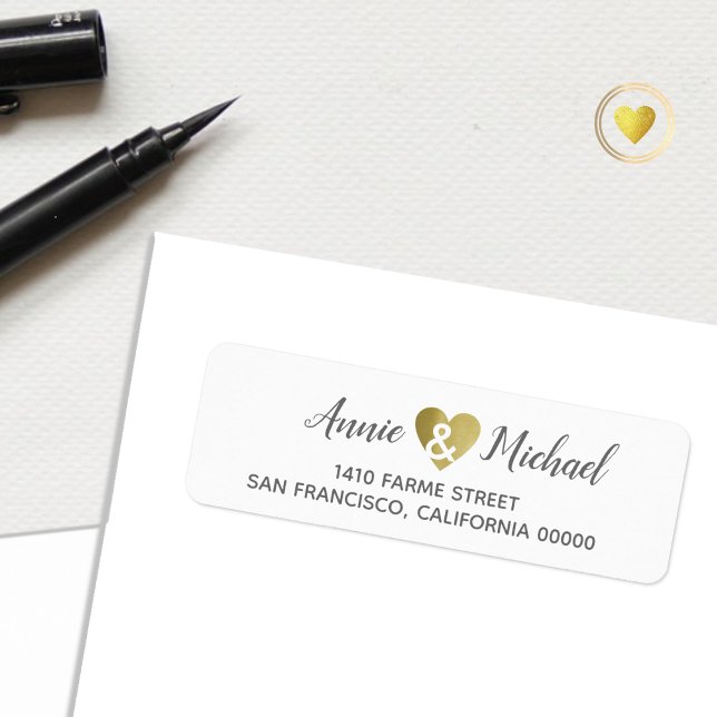 Elegant romantik bröllop bride groom adress returadress etikett (Skapare uppladdad)