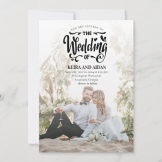 Elegant Romantik | Minimalistisk tvåfoto Bröllop Inbjudningar