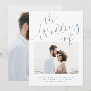 Elegant Romantik Minimalistisk tvåfoto Bröllop Inbjudningar