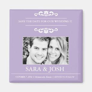 Elegant Romantik-Photo Spara datum magneter-lila Magnet