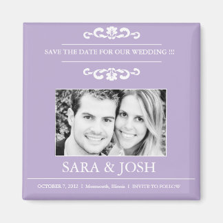 Elegant Romantik-Photo Spara datum magneter-lila Magnet